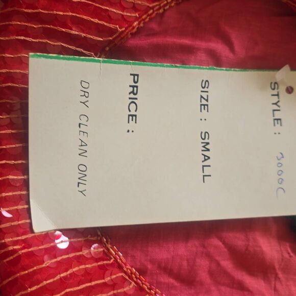 Vintage Jean for Joseph le Bon 100% Silk Red Sequin Short Slv. Blouse, NWT, S - Picture 9 of 10